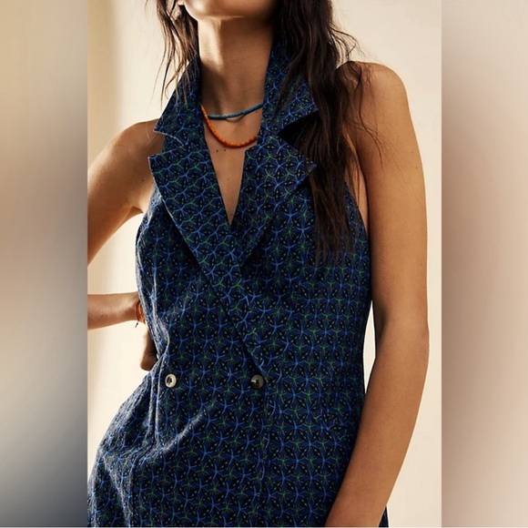 Free People Louie Blazer Mini Dress Halter Neck Open Back Size S - Picture 3 of 15
